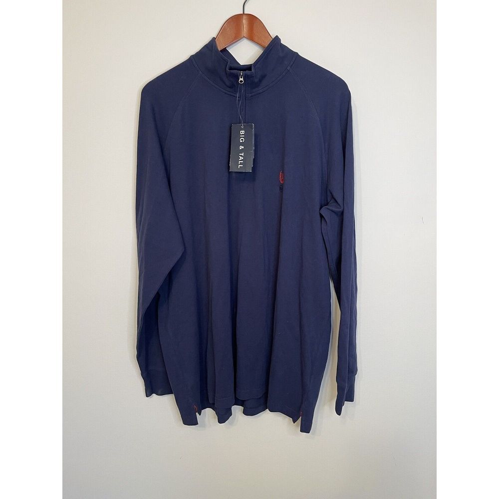 Chaps‎ Mens Shirt 1/4 zip pullover XLT Tall Navy Mock Neck New